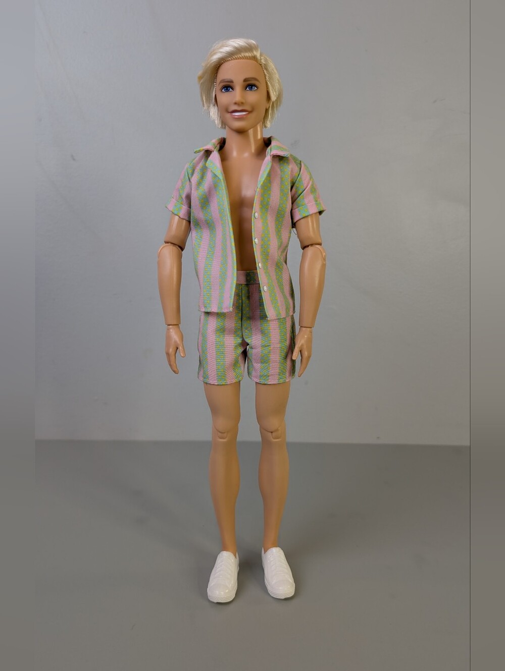 Barbie The Movie Ken Doll, Green & Pink Striped Outfit, Rooted Hair